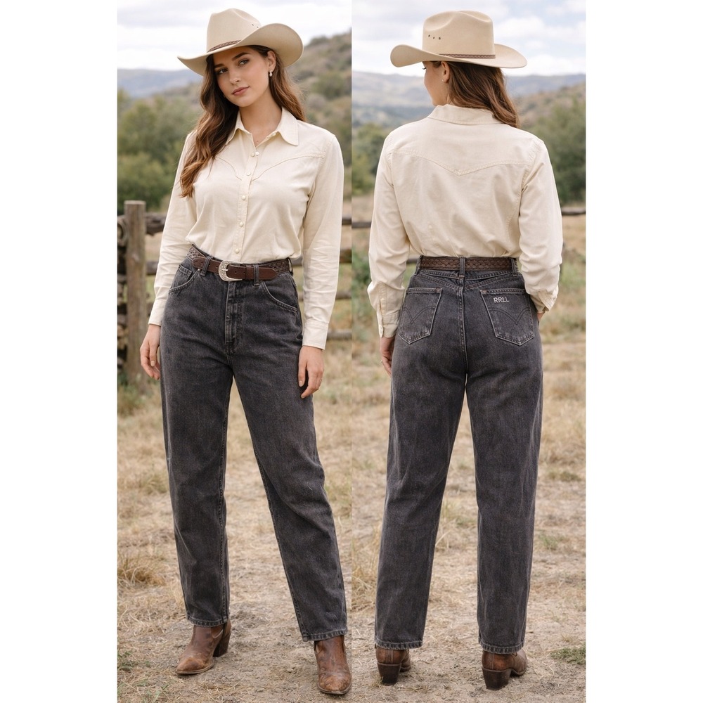 Roper Vintage Womens High Rise Western Jeans Black Acid Wash‎ Made in USA 18/19